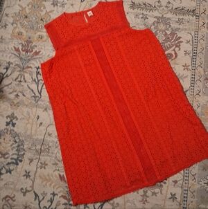 Gap Bright Coral Eyelet Sleeveless Mini